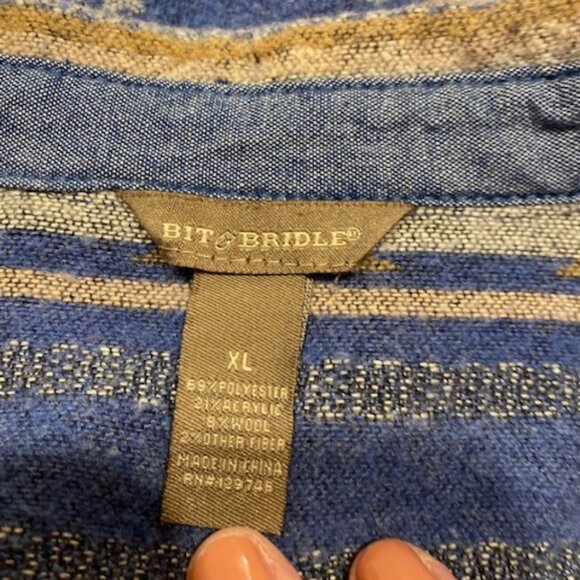 Bit & Bridle Women's Wool Blend Snap Button Fleece Western Equestrian Jacket XL - Picture 6 of 7